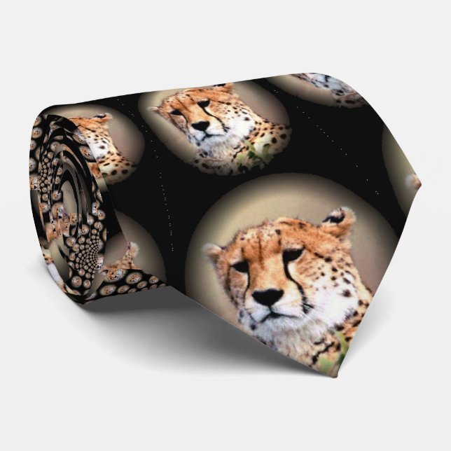 Cheetah Spin Spectacle – Feline Frenzy: Colourful  Tie (Rolled)