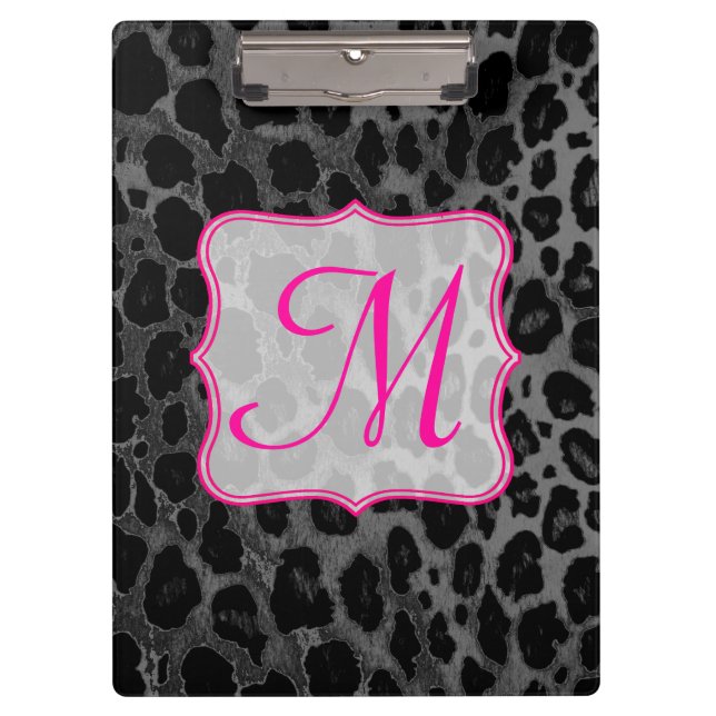 Cheetah Spot Animal Monogram Initial Clip Board (Front)