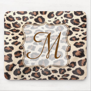 Cheetah Spot Animal Monogram Initial Mouse Pad