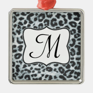 Cheetah Spot Animal Prin Monogram Initial Ornament