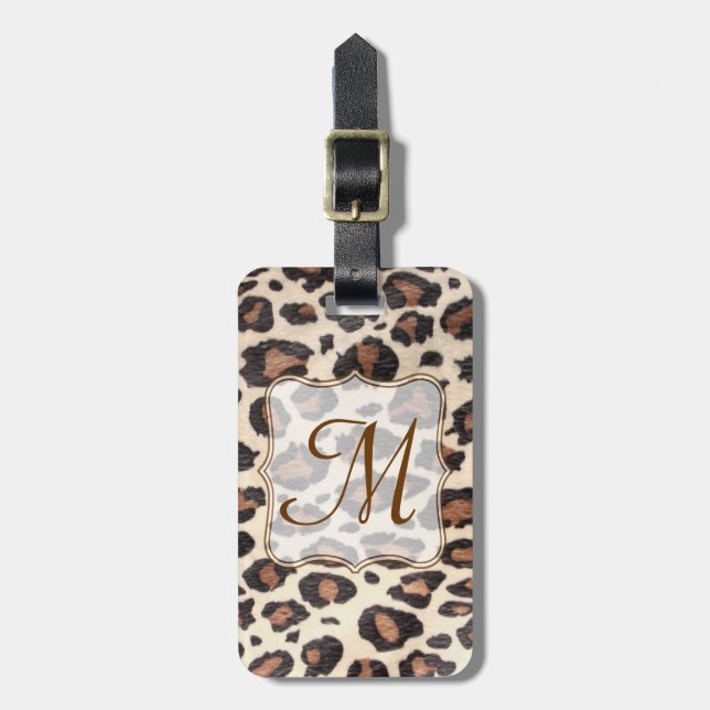 Cheetah Spot Animal Print Monogram Luggage Tag (Front Vertical)