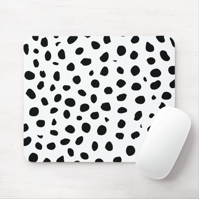 Cheetah Spots Black White  Mouse Mat (With Mouse)