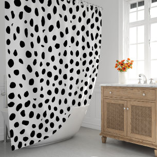 Cheetah Spots Black White   Shower Curtain