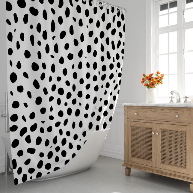 Cheetah Spots Black White   Shower Curtain (Cheetah Spots Black White Shower Curtain
)