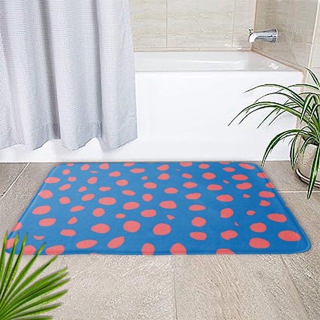 Cheetah spots Coral Blue Bath Mat (Creator Uploaded)