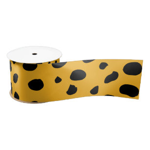  Cheetah Spots Orange Black Satin Ribbon