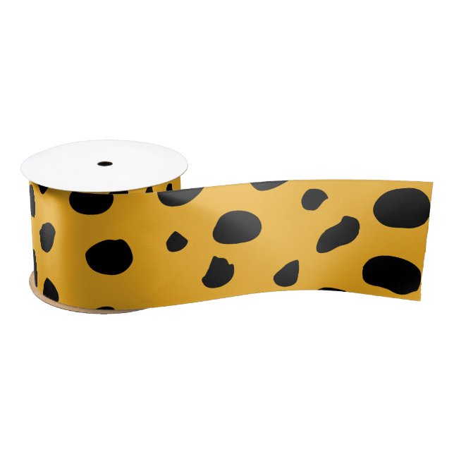  Cheetah Spots Orange Black Satin Ribbon (Spool)