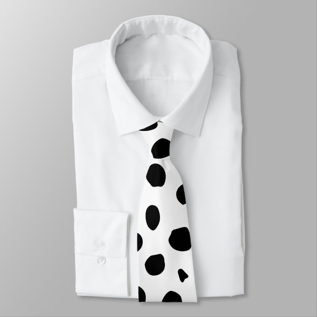 Cheetah Spots Print Black And White Tie (Tied)