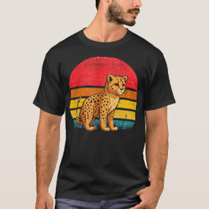 Cheetah Sunset Retro Vintage Design Mum Dad Kids  T-Shirt