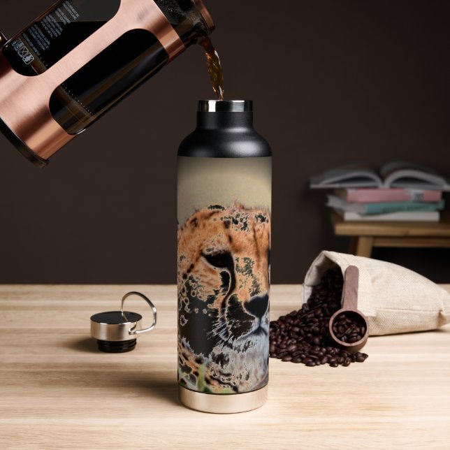 Cheetah Tear Marks Insulated Water Bottle (Coffee)