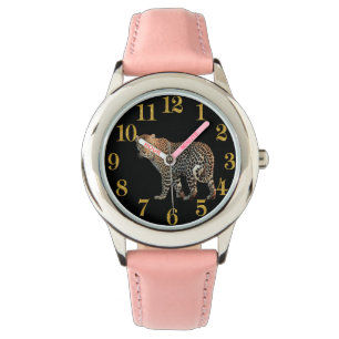 Cheetah time piece with gold numbers watch