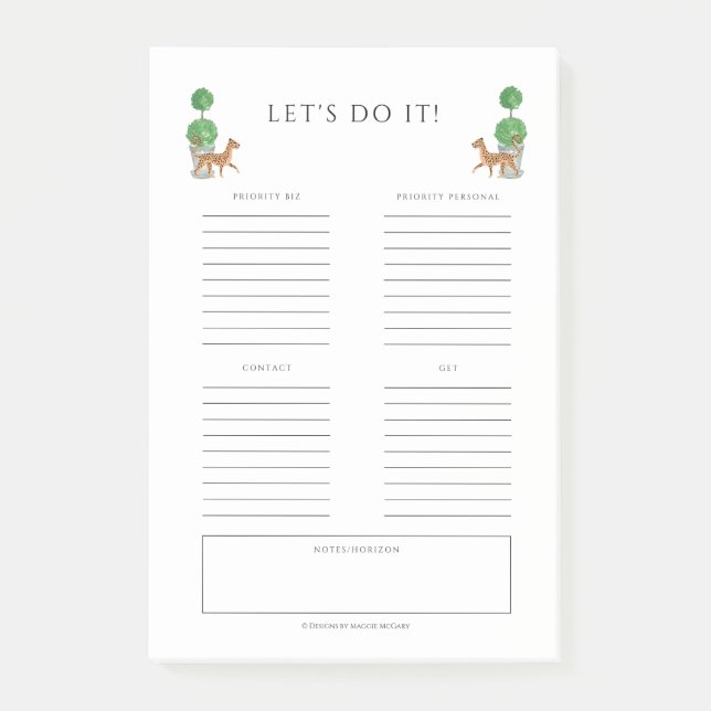 Cheetah & topiary 4 x 6 To Do notes (Front)