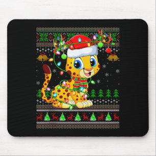 Cheetah Ugly Christmas Sweaters Holiday Santa Cute Mouse Mat