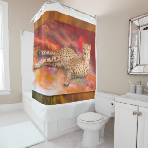 CHEETAH VANISHING POINT #1 SHOWER CURTAIN