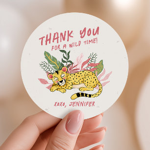 Cheetah Wild One Jungle Party Animals Safari Favou Classic Round Sticker