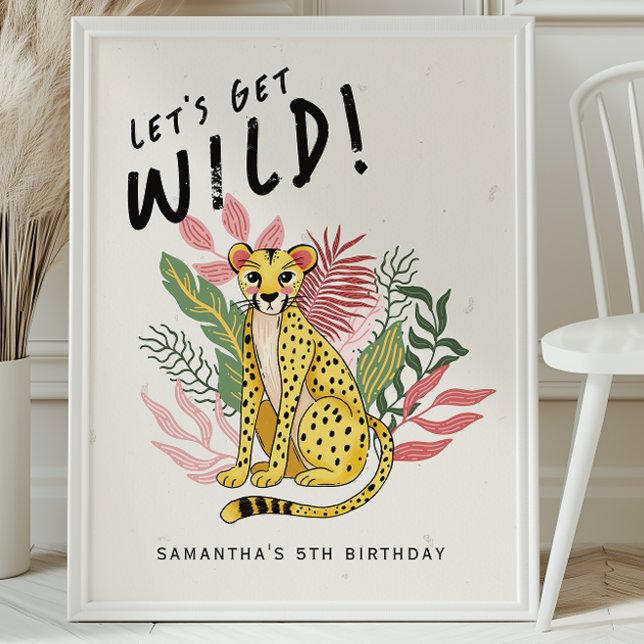 Cheetah Wild Party Animals Kids Birthday Welcome Poster (Creator Uploaded)