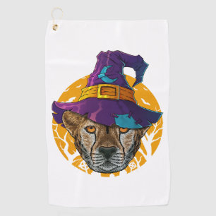 Cheetah Witch Funny Halloween Costume Creepy Moon Golf Towel