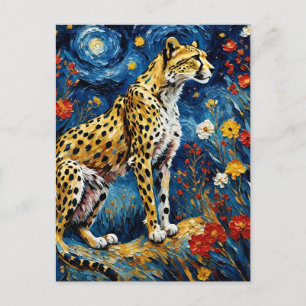 Cheetah with Flowers Postcard