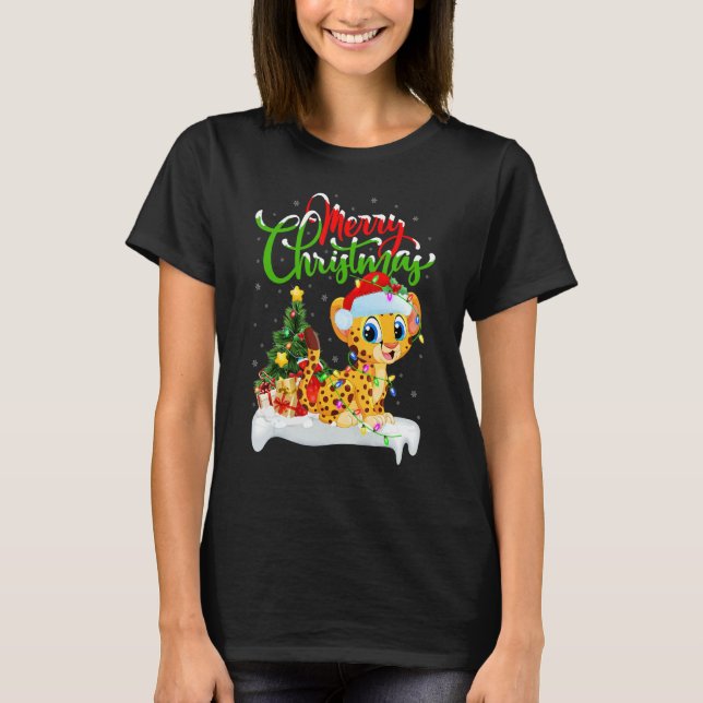 Cheetah   Xmas Decorations Santa Cheetah Christmas T-Shirt (Front)