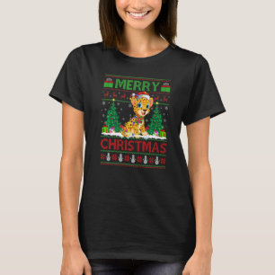 Cheetah Xmas Tree Lights Ugly Santa Cheetah Chris T-Shirt
