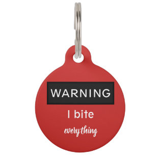Cheeto DaCuteCat I bite everything pet tag