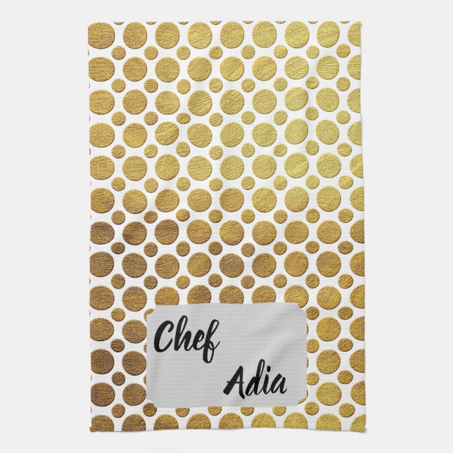 Chef Adia apron with decorative patern Tea Towel (Vertical)