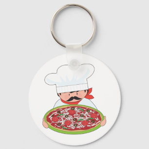 Chef and Pizza Key Ring