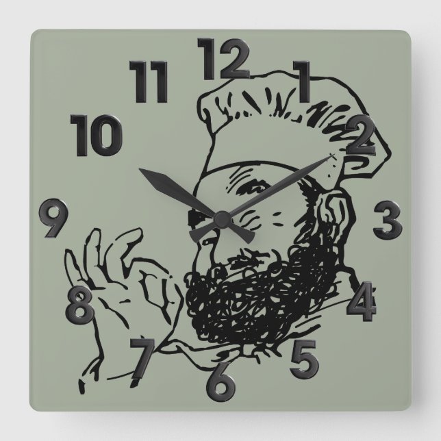 Chef approved square wall clock (Front)
