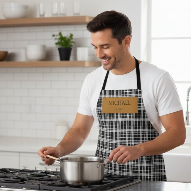 Chef apron / Black / customized / black checkered  (Creator Uploaded)