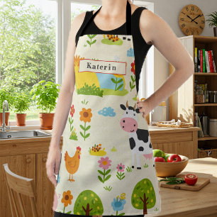Chef Apron with Farm Animal Print, Artist, Kitchen