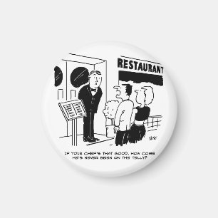 Chef at Restaurant Not Been on Television Cartoon Magnet