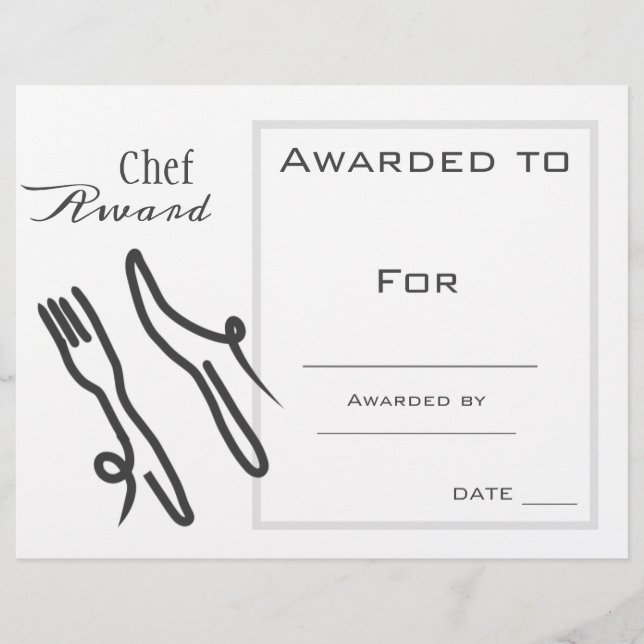 Chef award cooking award (Front)