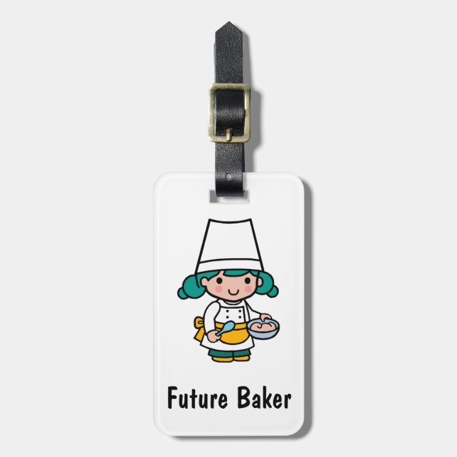 Chef/ Baker Girl in Apron cooking Luggage Tag (Front Vertical)