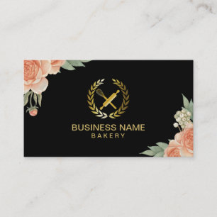 Chef Bakery Catering Vintage Floral Business Card