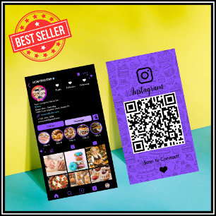 Chef Bakery Instagram Purple Pastry Caterer QR Business Card