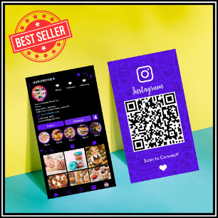 Chef Bakery Instagram Violet Pastry Caterer QR Business Card