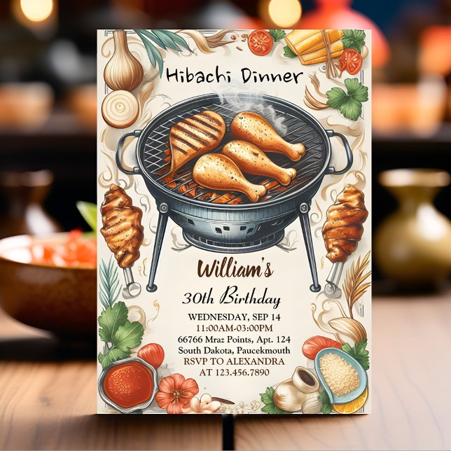 Chef Bbq Japanese Sushi Hibachi 30th Birthday Invitation (Creator Uploaded)