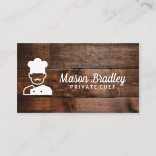 Chef   BBQ  Logo   Wood Background Business Card
