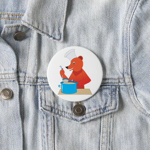 Chef Bear Cooking Soup Fun Animal Kitchen  7.5 Cm Round Badge