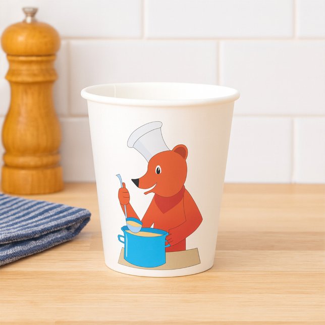Chef Bear Cooking Soup Fun Animal Kitchen  Paper Cups (Creator Uploaded)