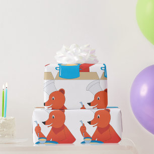 Chef Bear Cooking Soup Fun Animal Kitchen  Wrapping Paper