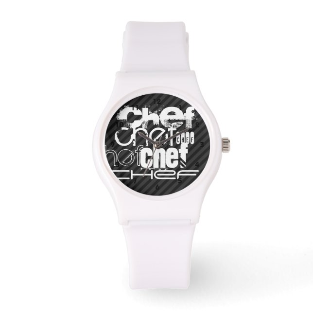 Chef; Black & Dark Grey Stripes Watch (Front)