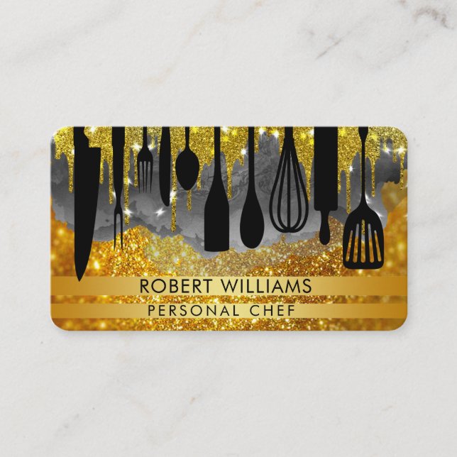 Chef Black Gold Catering Kitchen Tools Personal Bu Business Card (Front)