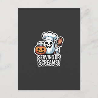 Chef Boo – Spooky Cute Halloween Ghost Spoon Invitation Postcard