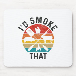 Chef Butcher Bbq I'd Smoke That Funny Father's Day Mouse Mat