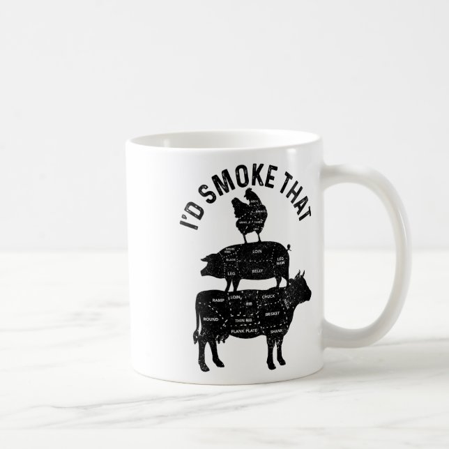 Chef Butcher Bbq I'd Smoke That Pork Beef Funny Fa Coffee Mug (Right)