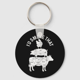 Chef Butcher Bbq I'd Smoke That Pork Beef Funny Fa Key Ring