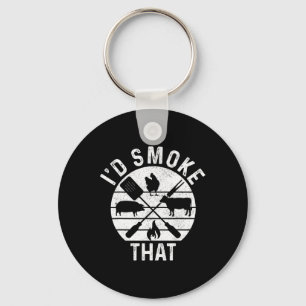 Chef Butcher Bbq I'd Smoke That Pork Beef Funny Fa Key Ring