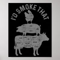 Chef Butcher Bbq I'd Smoke That Pork Beef Funny Fa
