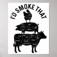 Chef Butcher Bbq I'd Smoke That Pork Beef Funny Fa